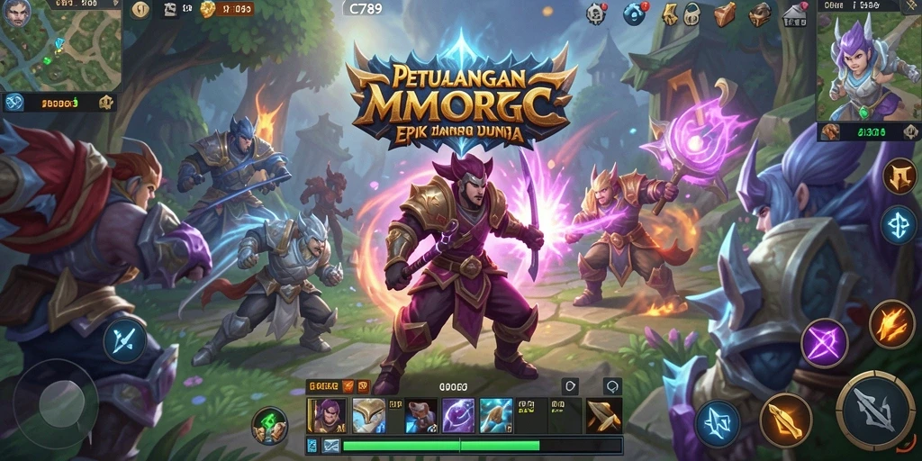 Gameplay seru C789 dalam dunia MMORPG yang luas.