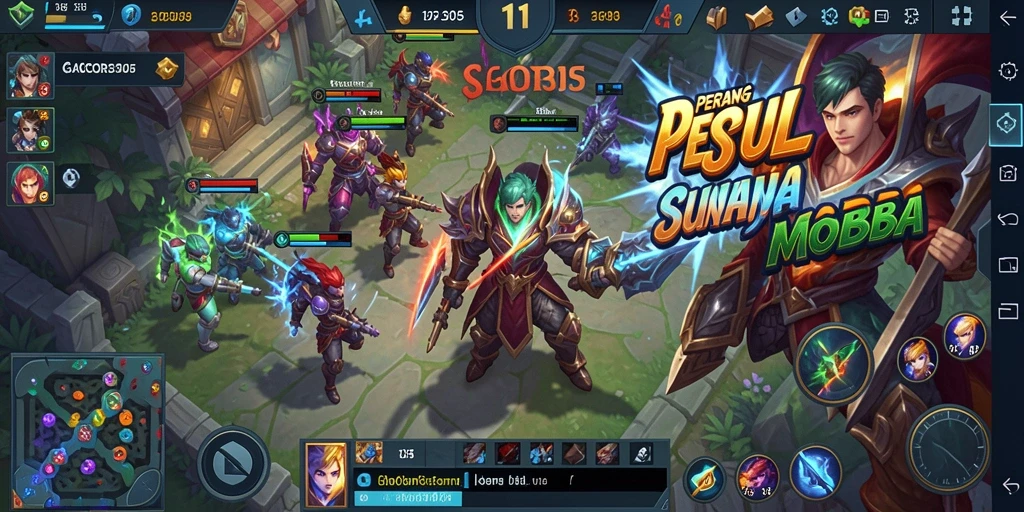 Tangkapan layar menampilkan aksi seru dalam pertempuran MOBA