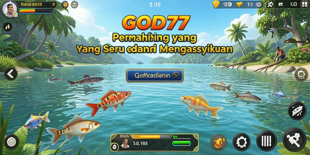 Screenshot gameplay GOD77 menampilkan aksi memancing yang mendebarkan.
