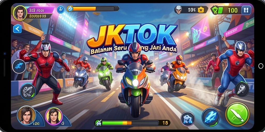 Gameplay Racing JKTOK yang mendebarkan dan penuh aksi.