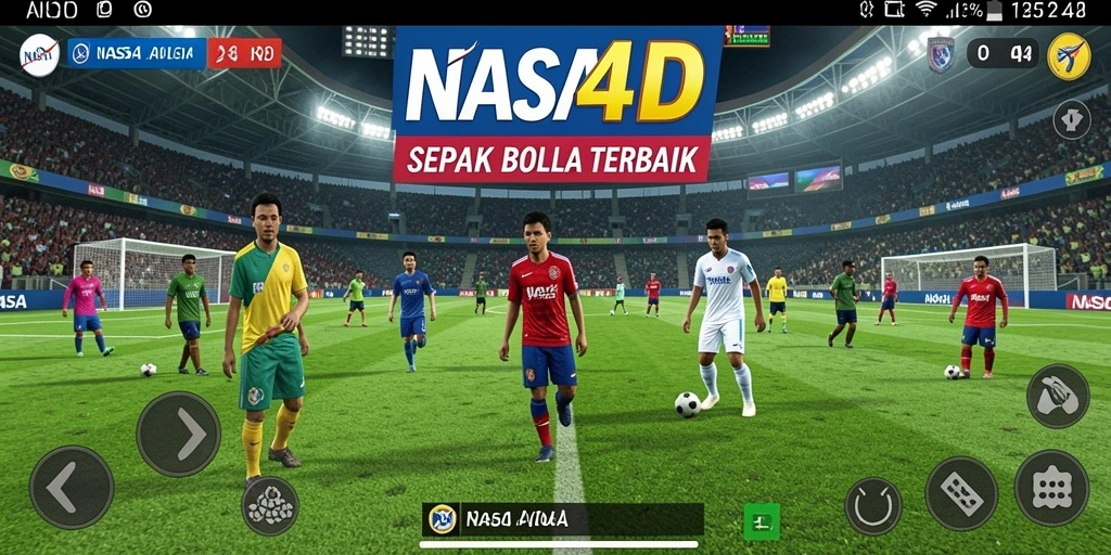 Screenshot utama <strong>NASA4D</strong> menampilkan aksi seru dalam gameplay sepak bola.