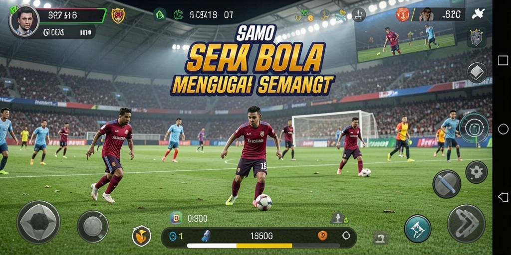 Tampilan gameplay dinamis dalam S80 yang penuh aksi sepak bola.