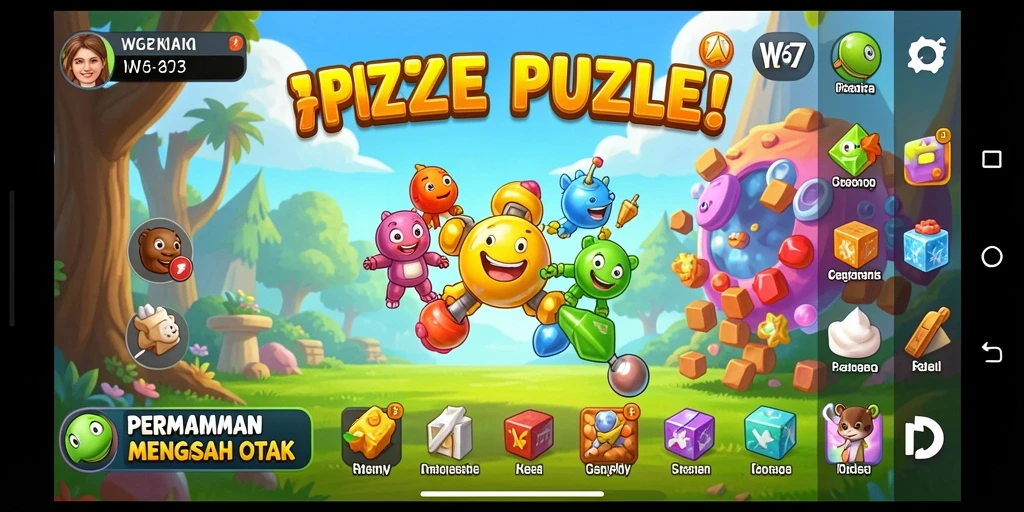 Tampilan permainan W67 dengan tantangan puzzle yang menarik.