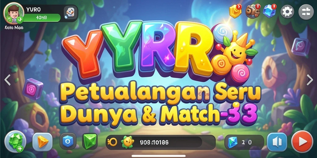 Tampilan gameplay YYRR yang penuh warna dalam permainan Match-3.